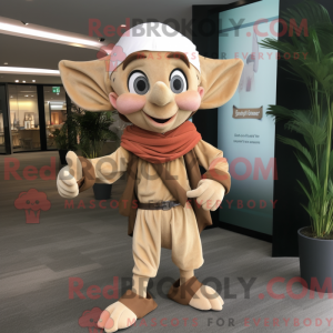 Tan Elf maskot kostume...