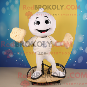Cream Unicyclist mascot...
