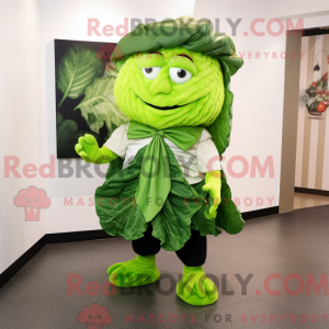 Green Cabbage Leaf maskot...