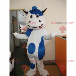 Mascotte de vache blanc et bleu - Redbrokoly.com
