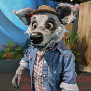 Sølv hyæne maskot kostume...