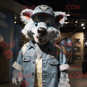 Silver Hyena mascot costume...