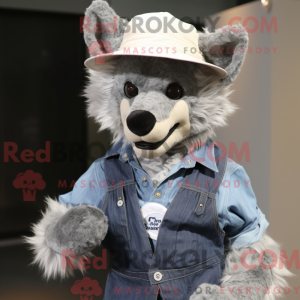 Silver Hyena mascot costume...