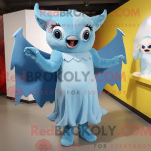 Sky Blue Bat mascot costume...