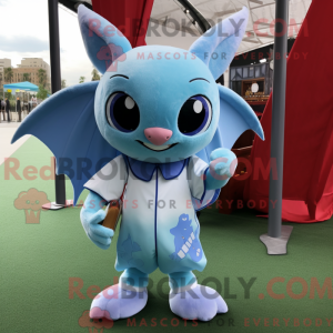 Sky Blue Bat maskot kostume...