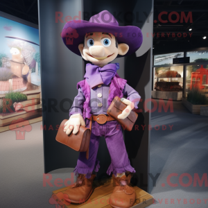Lilla Cowboy maskot kostume...