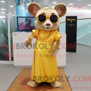 Gold Mouse maskot kostume...