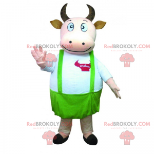 Mascotte de vachette avec tablier vert - Redbrokoly.com