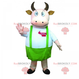Mascotte della mucca con grembiule verde - Redbrokoly.com