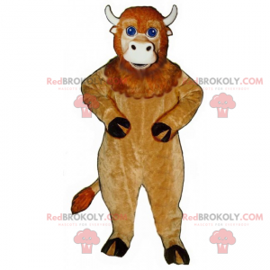 Beige cow mascot with blue eyes - Redbrokoly.com