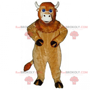 Beige koe mascotte met blauwe ogen - Redbrokoly.com