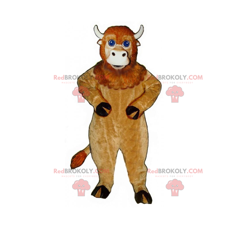 Mascote vaca bege com olhos azuis - Redbrokoly.com