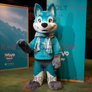 Turquoise Say Wolf mascot...