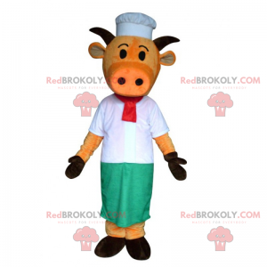 Mascotte de vachette en tenue de chef - Redbrokoly.com