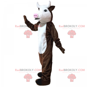 Brown cow mascot with a pink nose - Redbrokoly.com