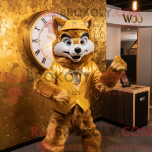 Gouden Wolf-mascottekostuum...