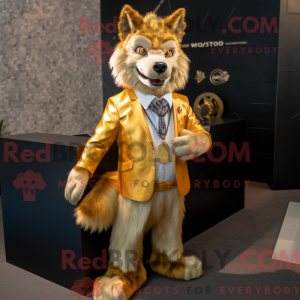 Gouden Wolf-mascottekostuum...