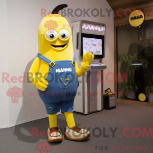 Fantasia de mascote de baa com macacão e smartwatches - Mascotes de banana - REBROKO_265104 - RedBrokoly.com
