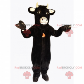 Black cow cow mascot with bell - Redbrokoly.com