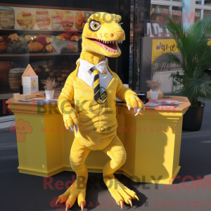 Gul Velociraptor maskot...