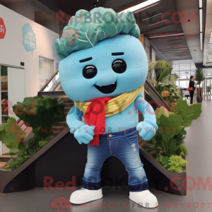 Sky Blue Blomkål maskot...