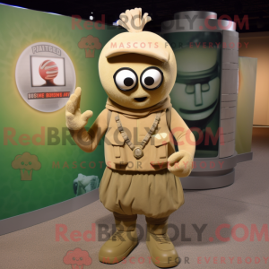 Tan Granat maskot kostume...