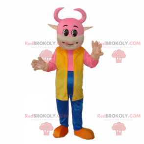 Mascote da vaca rosa em jeans - Redbrokoly.com