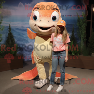 Tan Salmon maskot kostume...