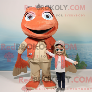 Tan Salmon maskot drakt...