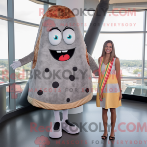 Grå Pizza Slice maskot...