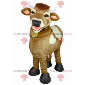 Mascota de vaca sonriente con cuello de campana - Redbrokoly.com