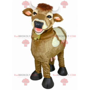 Smilende ko maskot med klokkehals - Redbrokoly.com