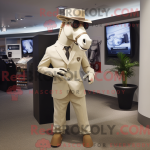 Beige hestemaskotdraktfigur...