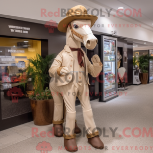 Beige hestemaskotdraktfigur...