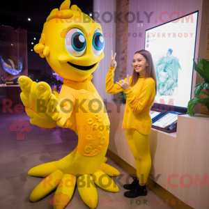 Yellow Mermaid mascot...