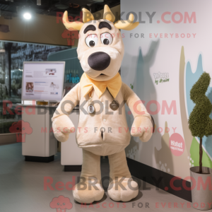 Cream Elk maskot kostume...