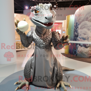 Silver Komodo Dragon mascot...