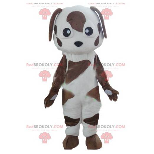 Gevlekte bruine en witte hond mascotte - Redbrokoly.com