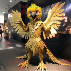 Gold Harpy maskot drakt...