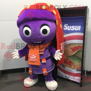 Personaggio mascotte viola...