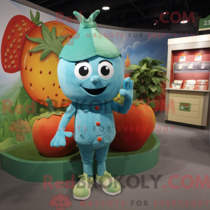 Turquoise Tomaat mascotte...