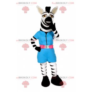 Zebra maskot v modrých šatech - Redbrokoly.com