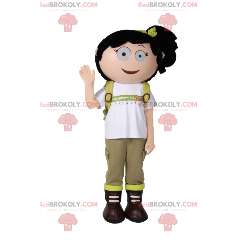 Schoolgirl mascot with a quilt - Redbrokoly.com