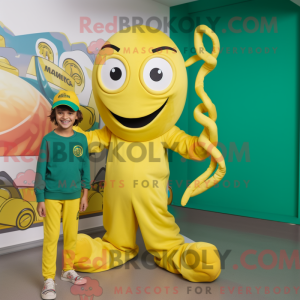 Geel Medusa-mascottekostuum...