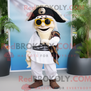 Hvid Pirat maskot kostume...