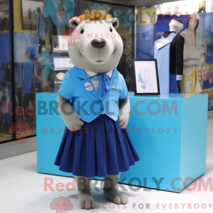 Blå Capybara maskot kostume...