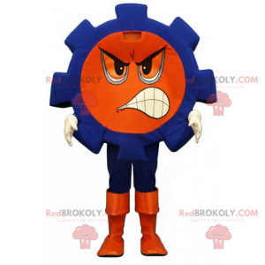 Blaues Nussmaskottchen mit wütendem Gesicht - Redbrokoly.com