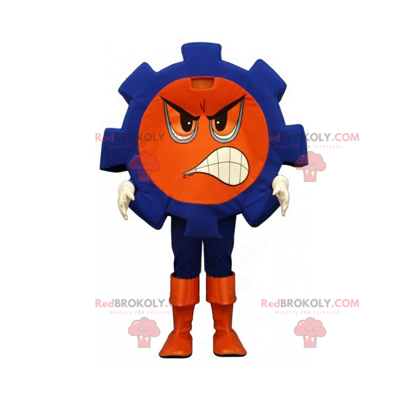 Blue nut mascot with angry face - Redbrokoly.com