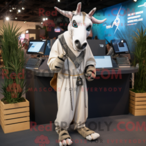 Fantasia de mascote de ocapi branco com moletom e suspensórios - Mascotes Okapi - REBROKO_265505 - RedBrokoly.com