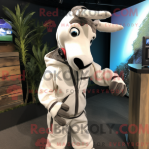Fantasia de mascote de ocapi branco com moletom e suspensórios - Mascotes Okapi - REBROKO_265506 - RedBrokoly.com